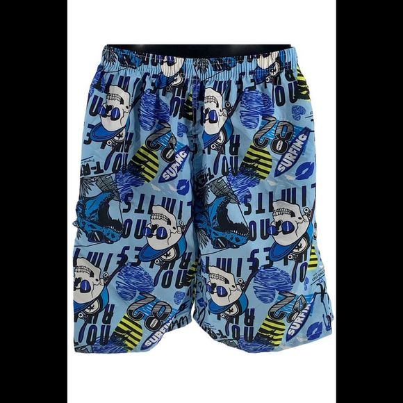 Comfort Fit Men's Three Pocket Knee Length Swim Trunks Rad Blue - Regular - Picture 2 of 3